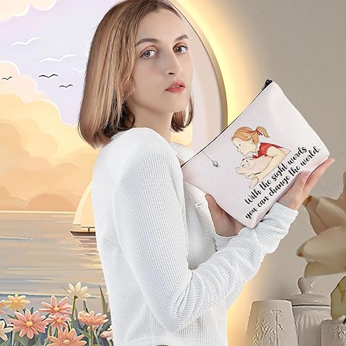 Miniatura 5 de LEVLO Bolsa de cosméticos de dibujos animados de cerdo Wilbur y helecho Spider Charlotte Fans regalo con las palabras de vista que puedes cambiar el
