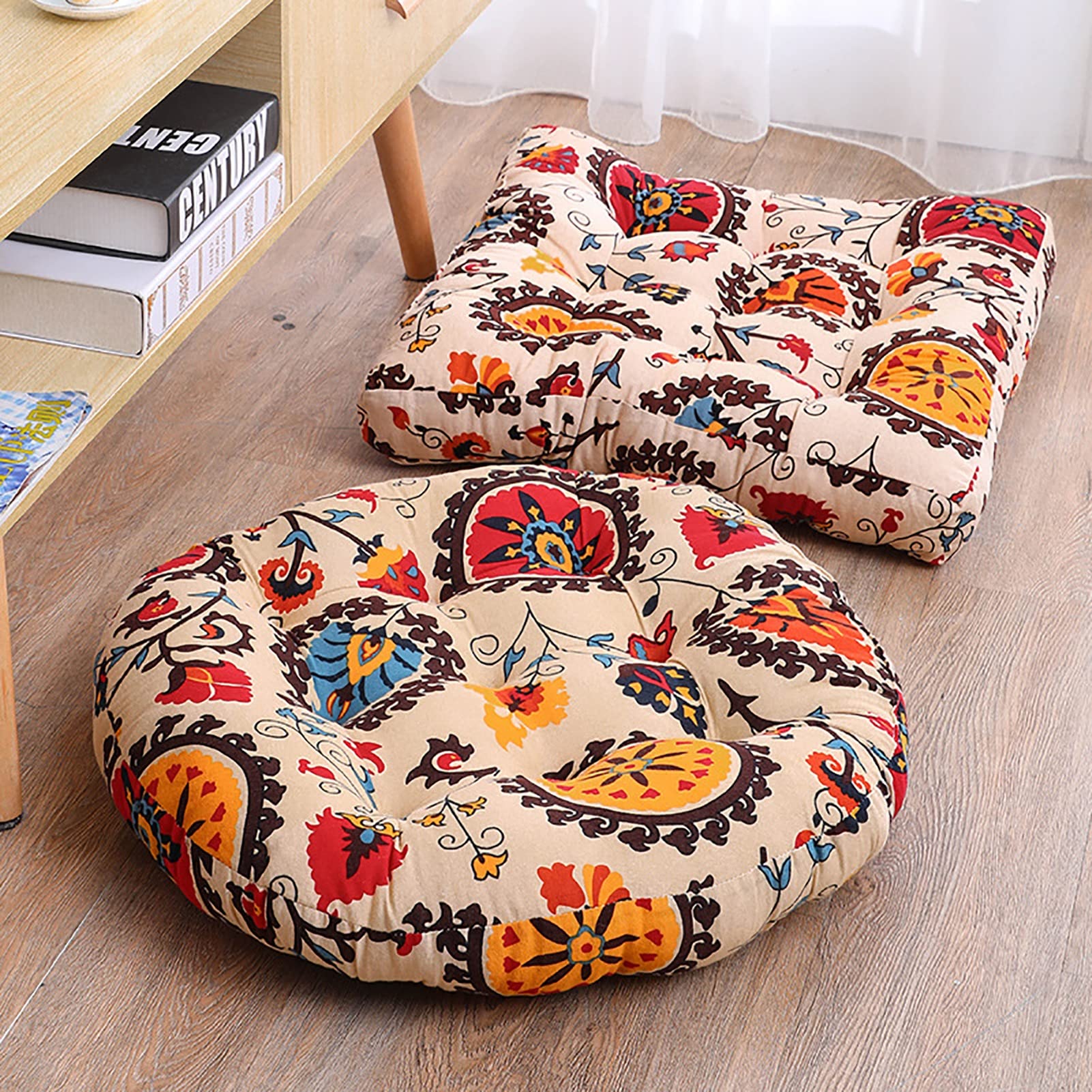 Cuscino Da Pavimento Bohemien 45x45cm - Per Yoga, Meditazione E Soggiorno, Cotone E Lino - Foto 10