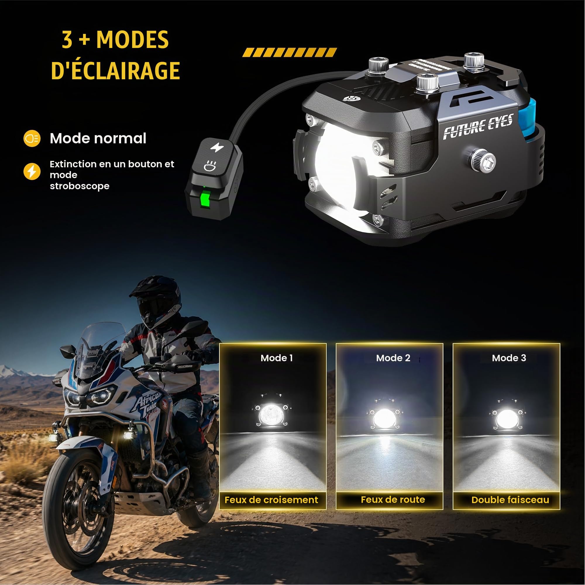 Future Eyes F150PRO phare additionnel moto led feux auxiliaire moto