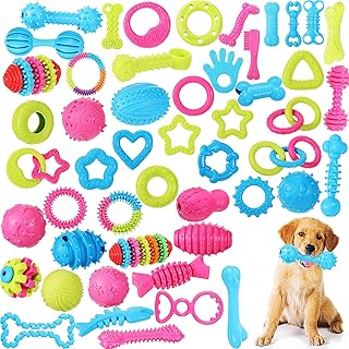 Jenaai 50 Pack Puppy Toys Puppy Chew Toys for Teething Cute Dog Toys Soft Dog Chew Toys Interactive Dog Teething Toys Teething Puppy Toys for Small Dogs Anxiety Relief Cleaning Teeth, Assorted Style