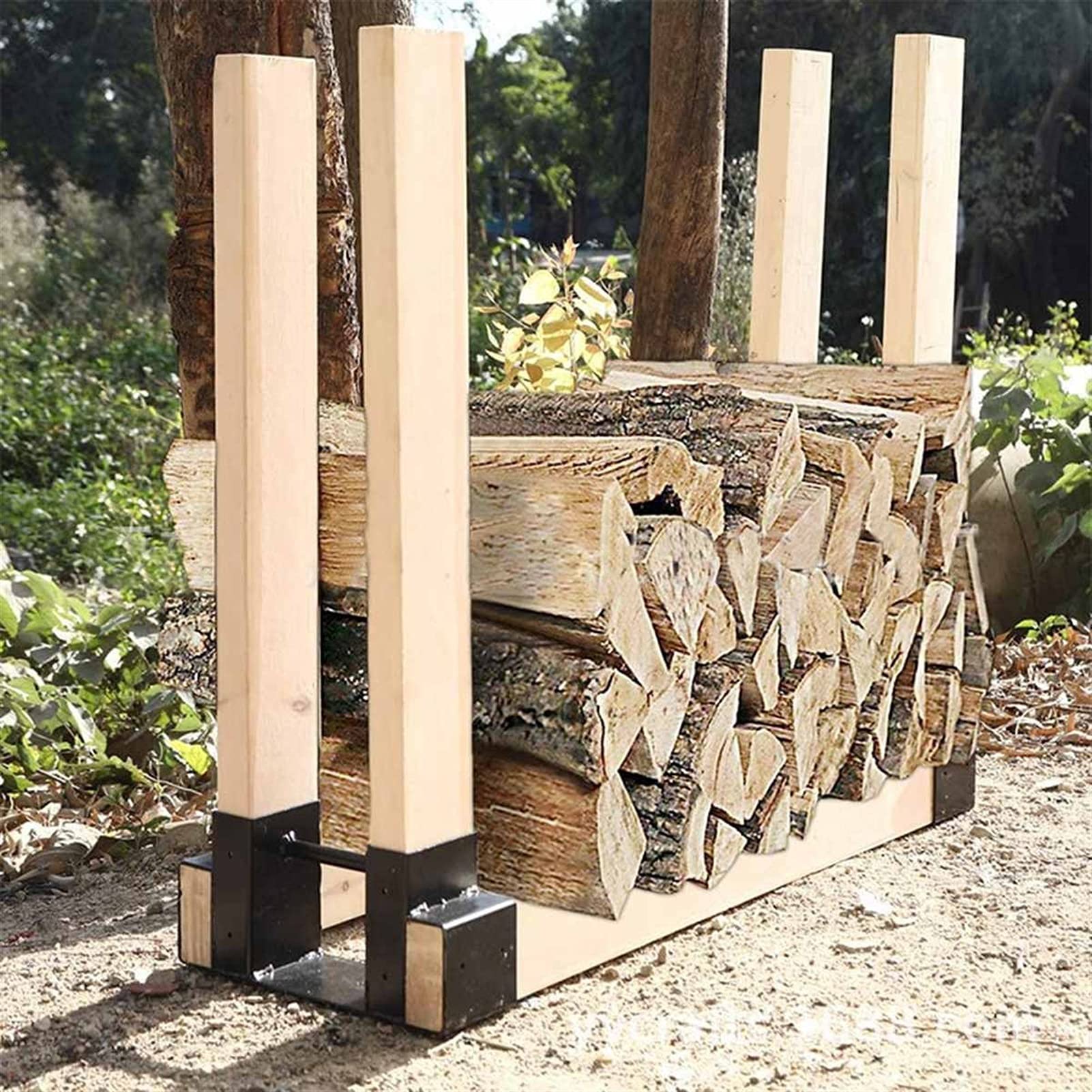 BOH Support pour bois de chauffage Noir 100x25x100 cm Bois de pin