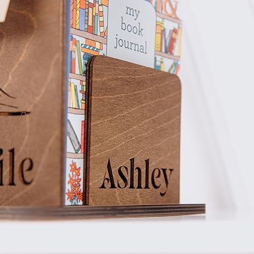 Miniatura 9 de Soporte de madera personalizado para libros, separador de lectura triangular de madera con ranurado, soporte para libros de exhibición de libros,