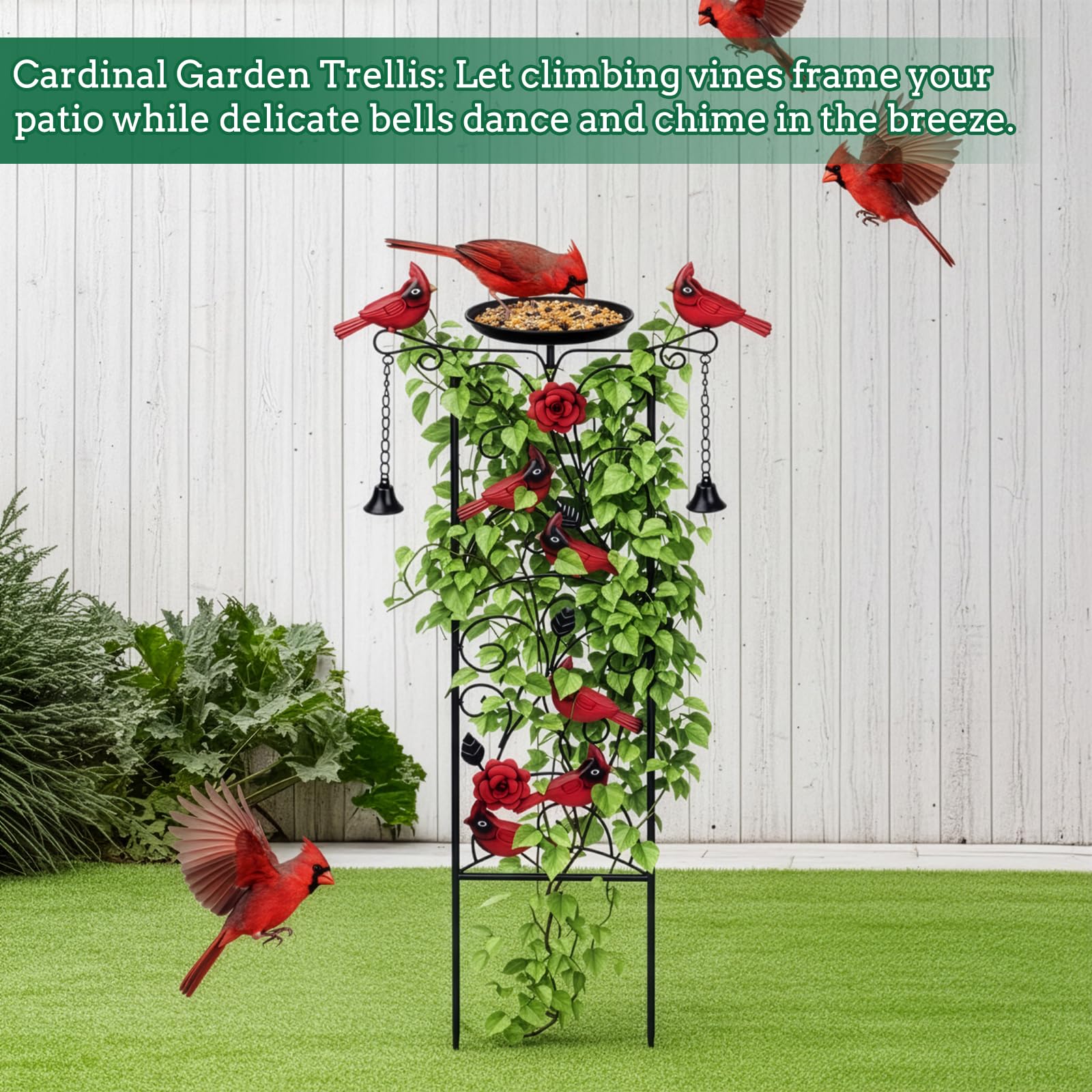 2 graticci da giardino in metallo cardinale per piante rampicanti da 89 cm per piante da bagno per uccelli graticcio decorazione cardinale mangiatoia per uccelli per esterni giardino prato
