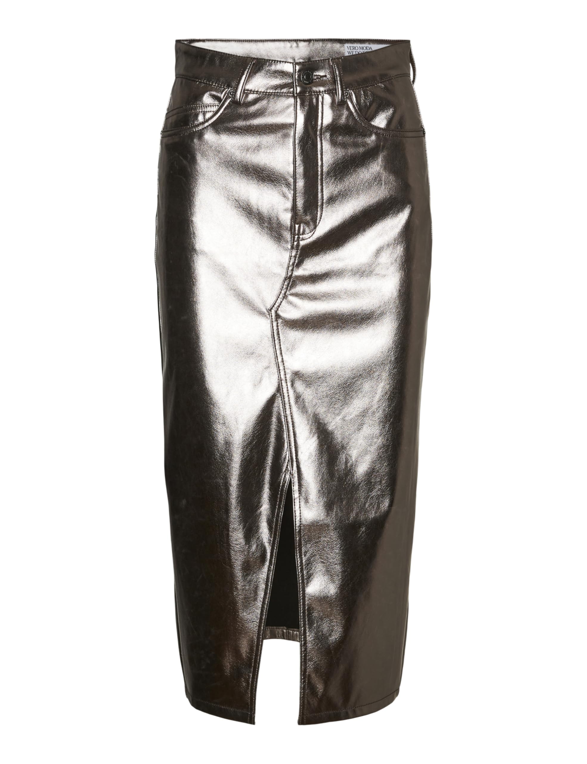 VERO MODA Vmveri HR Calf PL Skirt Noos, Chrome Grey, M