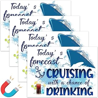 Huwena 4 Pcs Cruise Door Magnets Funny Cruise Door Decorations Today's Forecast Ship Magnets Summer Magnetic Accessories for Ship Party Carnival Cabin Decor for Car Refrigerator
