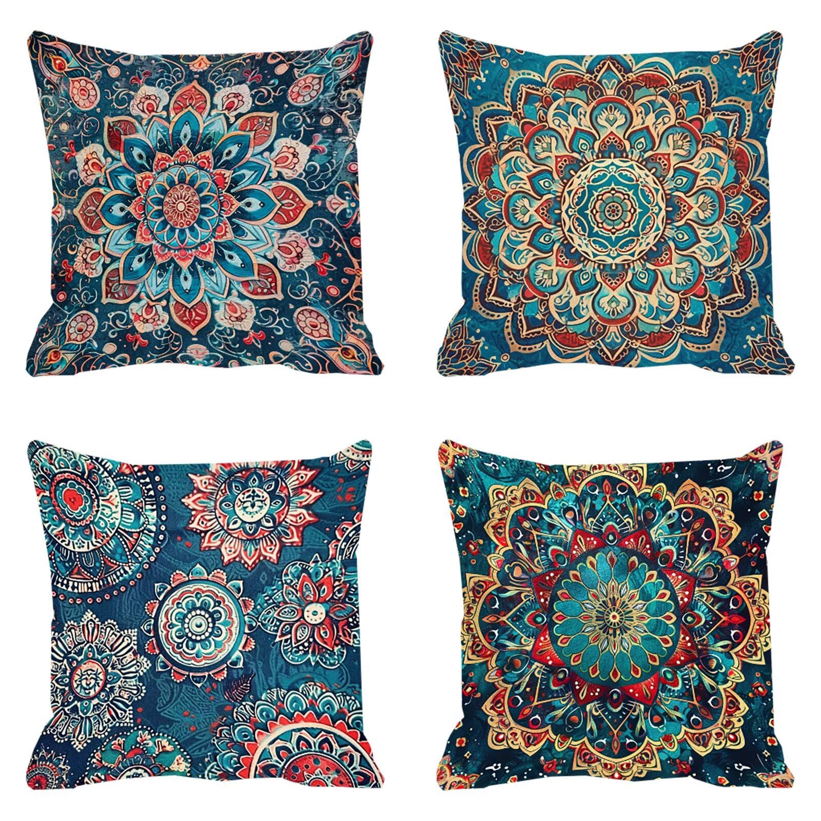 Housse de coussin 60x60cm bleu en velours imperméable pour canapé
