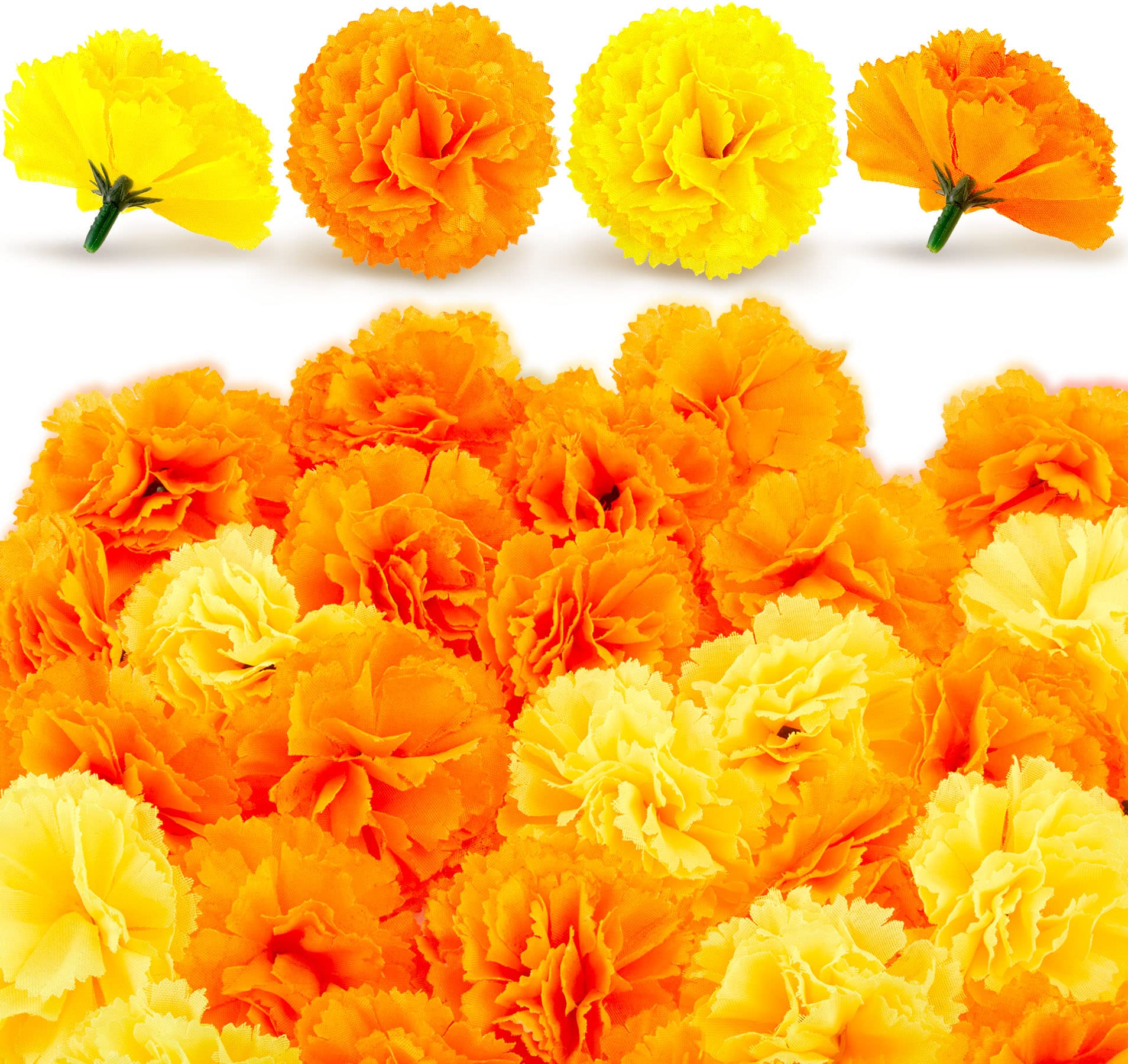 Fleurs de calendula en soie jaune et orange Giegxin pour décoration | Lot de 60