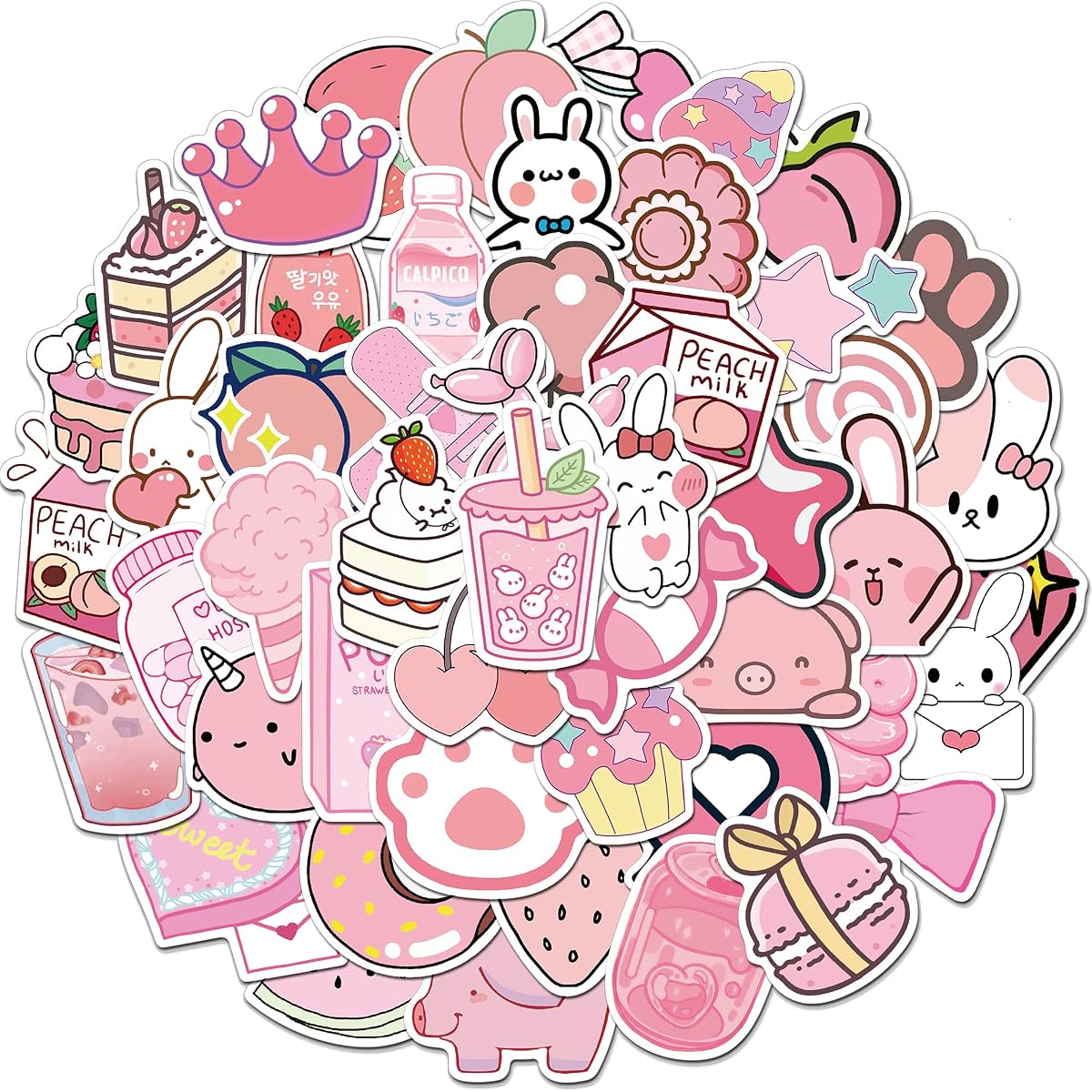 50pcs Cute Kawaii Stickers For Water Bottles Vsco Pink Stickers ...