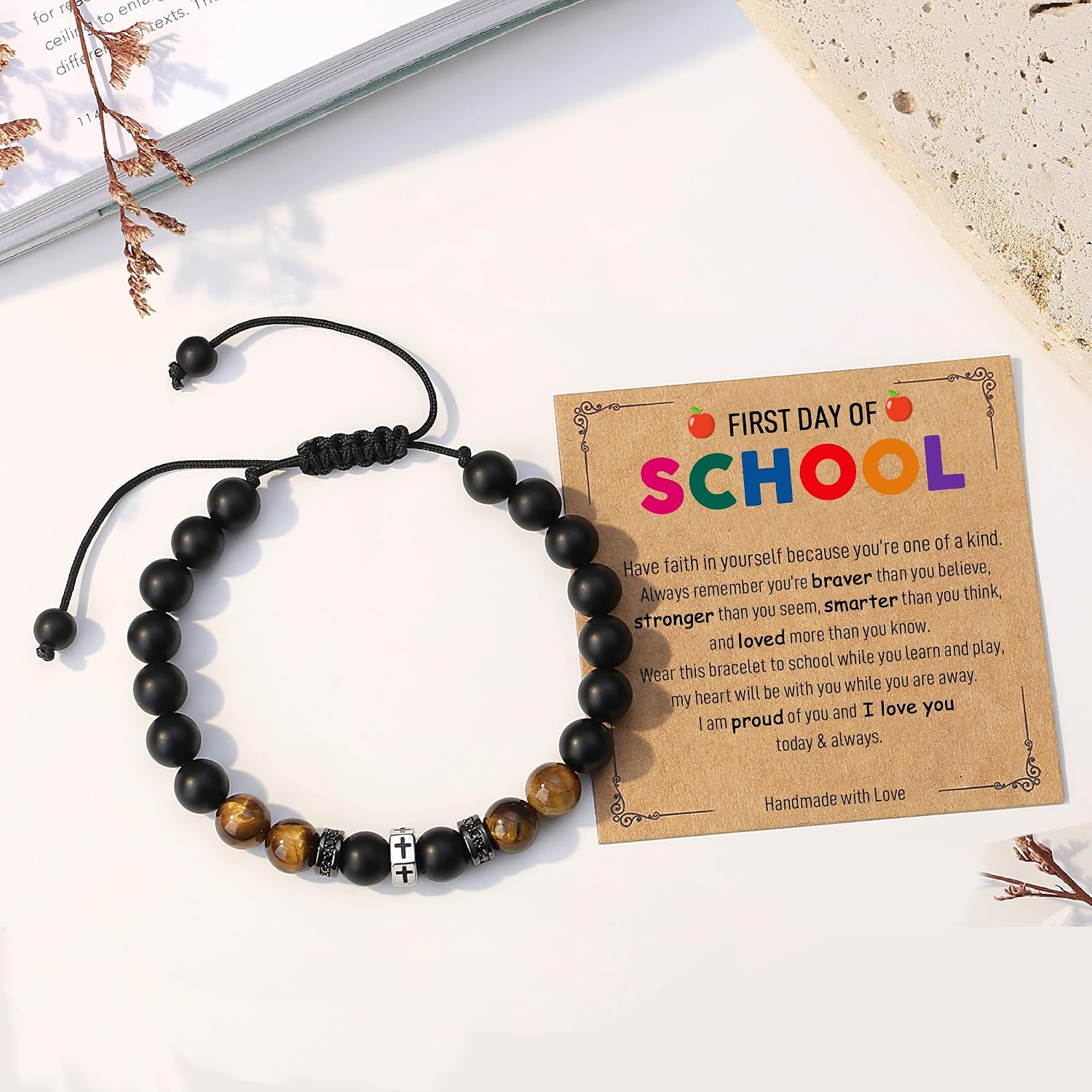 TONY & SANDY 2026 Graduation Gifts for Him, High School College Graduation Gifts for Men Cross Bracelet Son Grandson Nephew, With Grad Cap Box and Meaningful Cards