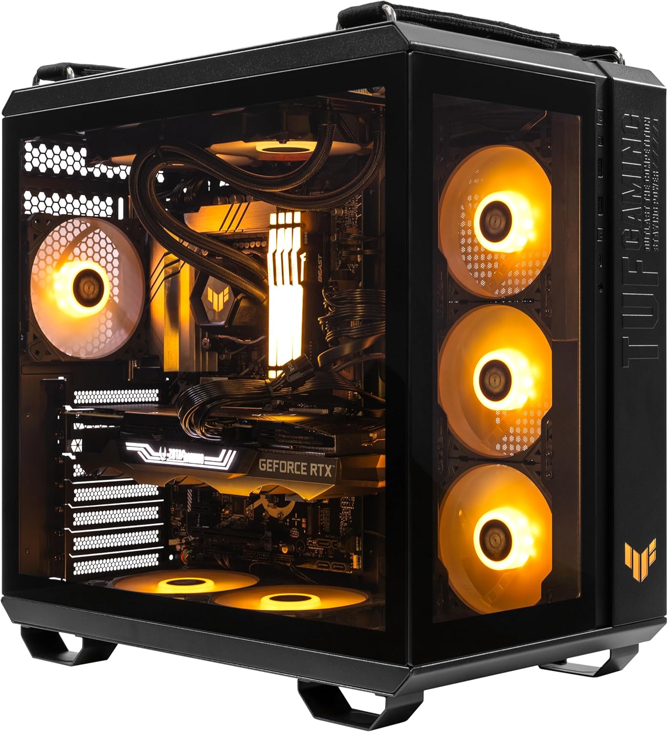 GT502 - RTX 5080 Gaming Desktop PC Liquid Cooled - 285K 5.7GHz 24 core - 2TB NVMe SSD SSD + 2TB HDD - 64GB DDR5(2X32GB) - 1000W - Windows 11 Home - Panoramic Glass Side 8 RGB Fans WiFi