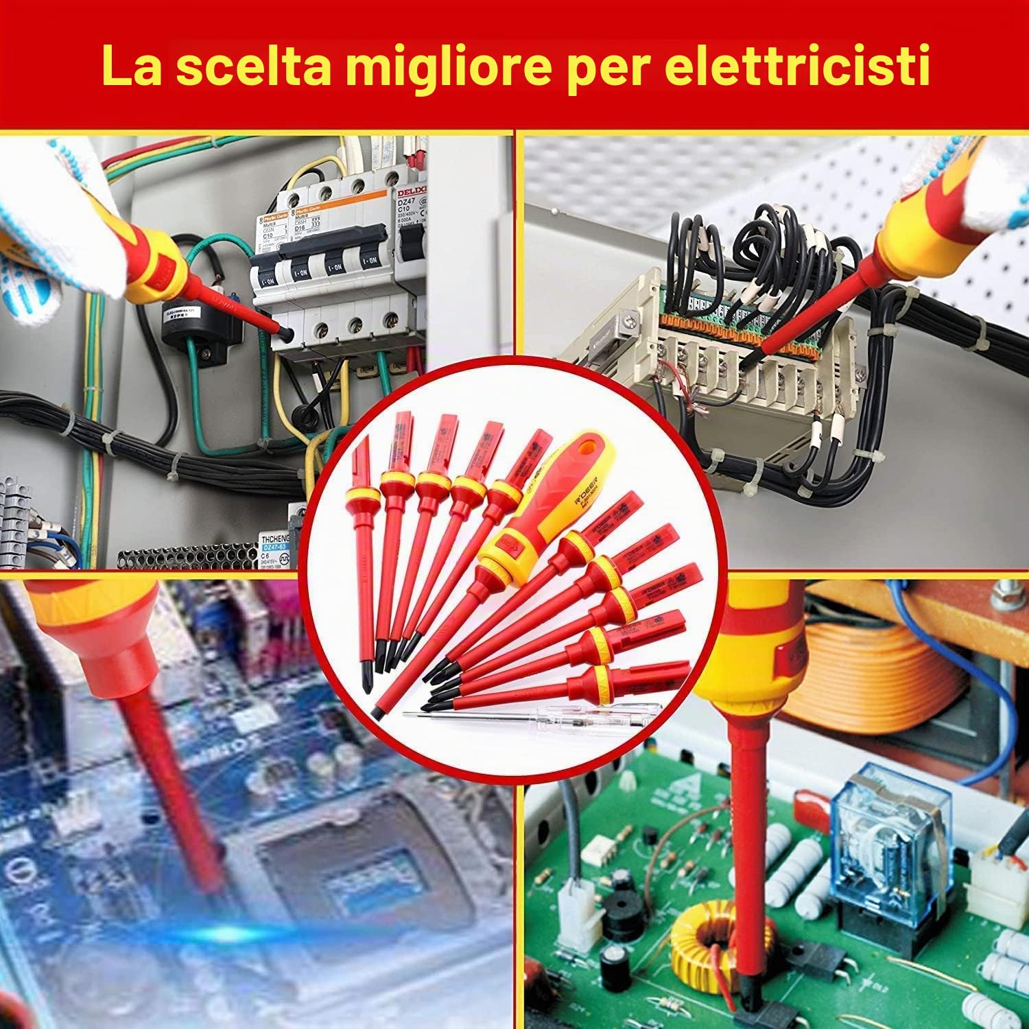 13 pezzi Set di cacciaviti magnetici, VDE Cacciavite isolato Set, V Alta Tensione 1000 V Cacciavite Torx a taglio con intaglio magnetico, strumenti di riparazione per elettricisti