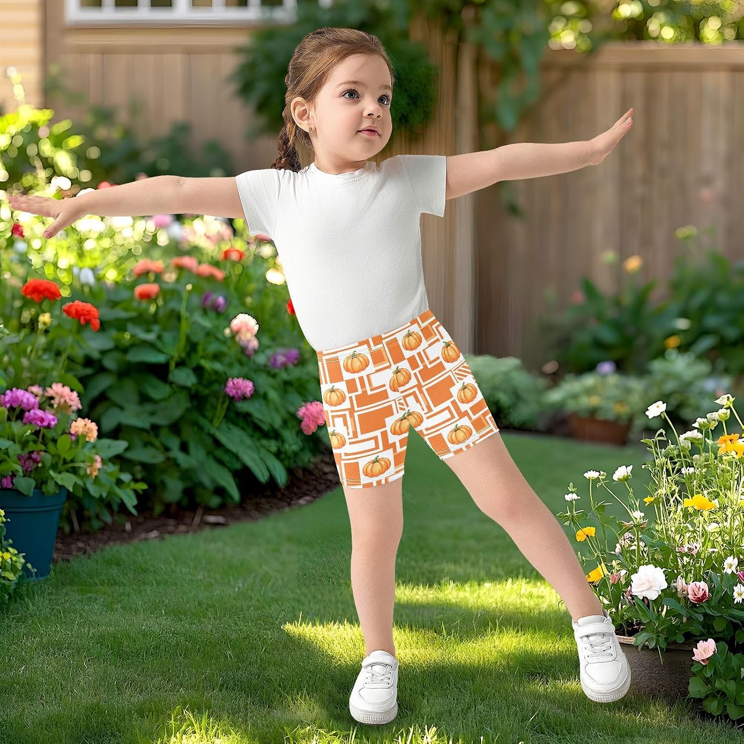 Halloween Pumpkin Orange Girls Bike Shorts Toddler Soft Cotton Active Under Dress Shorts