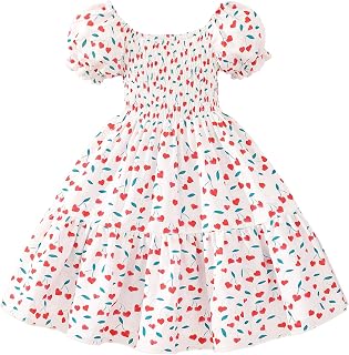Girls Summer Sundress Casual Short Sleeve Dress for 2-12 Years