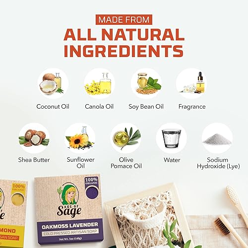 Miniatura 3 de Juego de Regalo de Jabón en Barra Natural Artesanal de Proceso Frío Hidratante para Mujeres - Paquete de 4 Honey & Him Aroma: Almendra Cereza, Miel