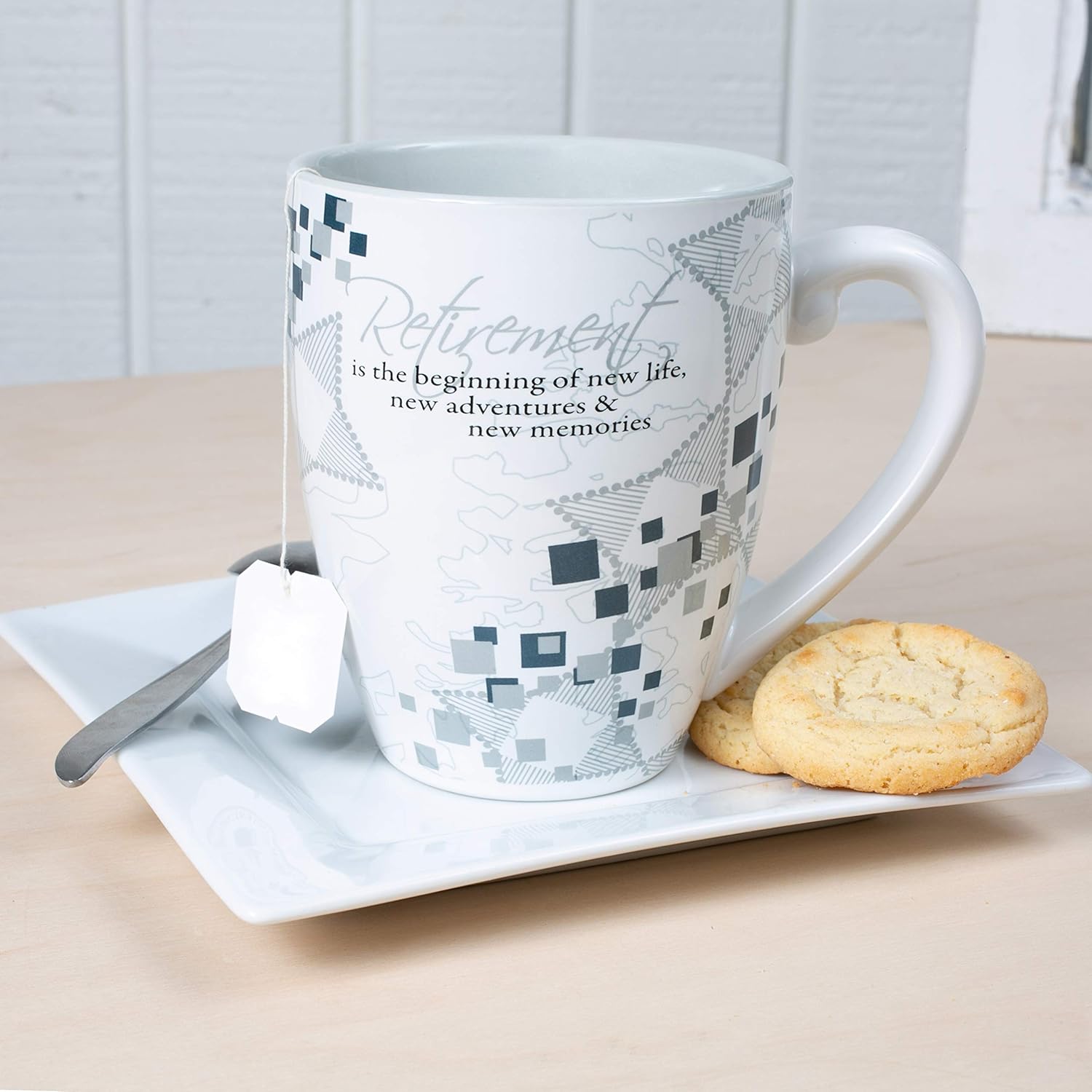 Pavilion - Retirement - Abstract Square Patterned Gray Interior 20 oz Coffee Cup Mug - Image 4