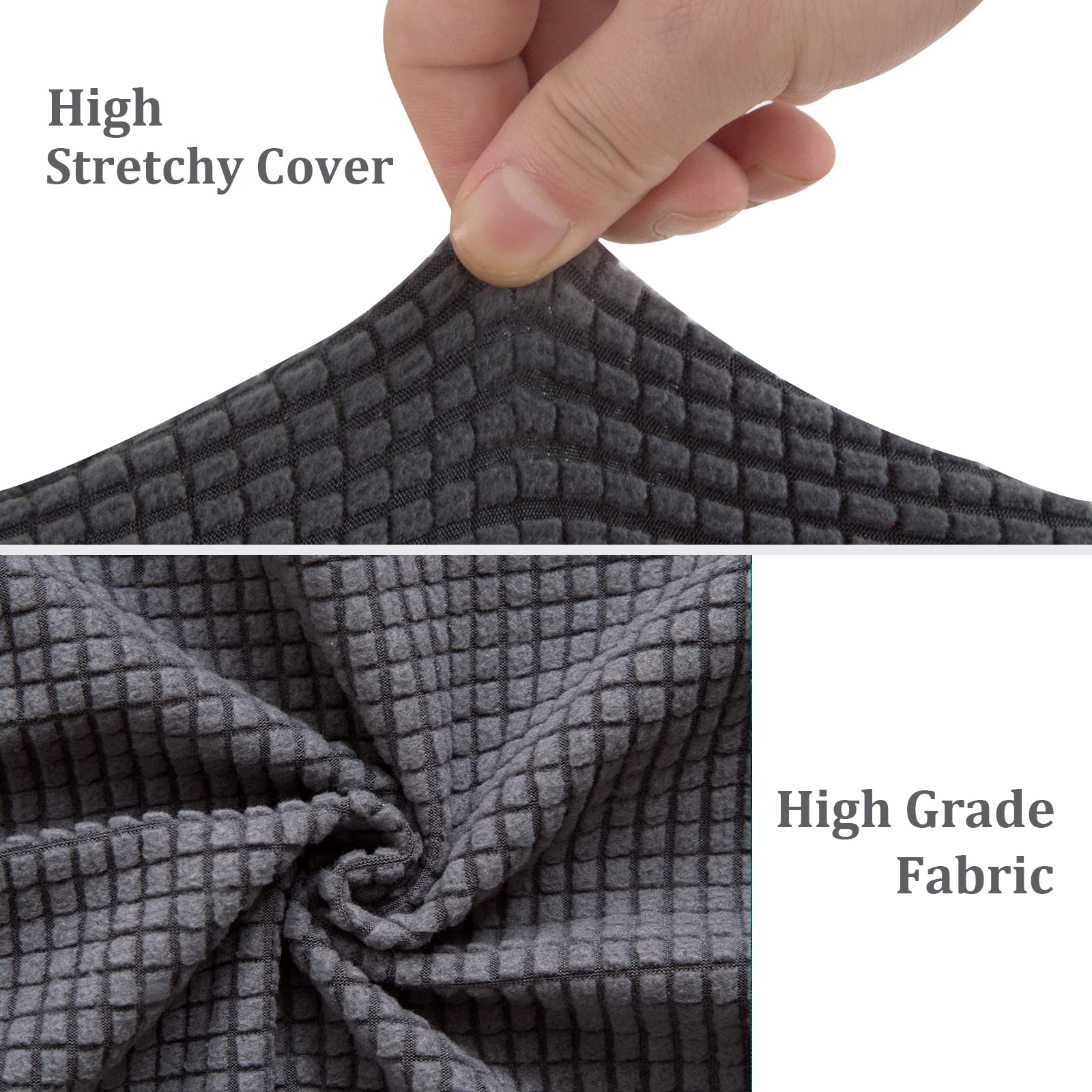 Jaotto Coprisedia Elasticizzati con Schienale 6 Pezzi,Fodere Coprisedia con Schienale Tondo per Sala da Pranzo Jacquard,Coprisedia Ufficio Universali Lavabili,Vestisedia per Casa Cucina,Grigio