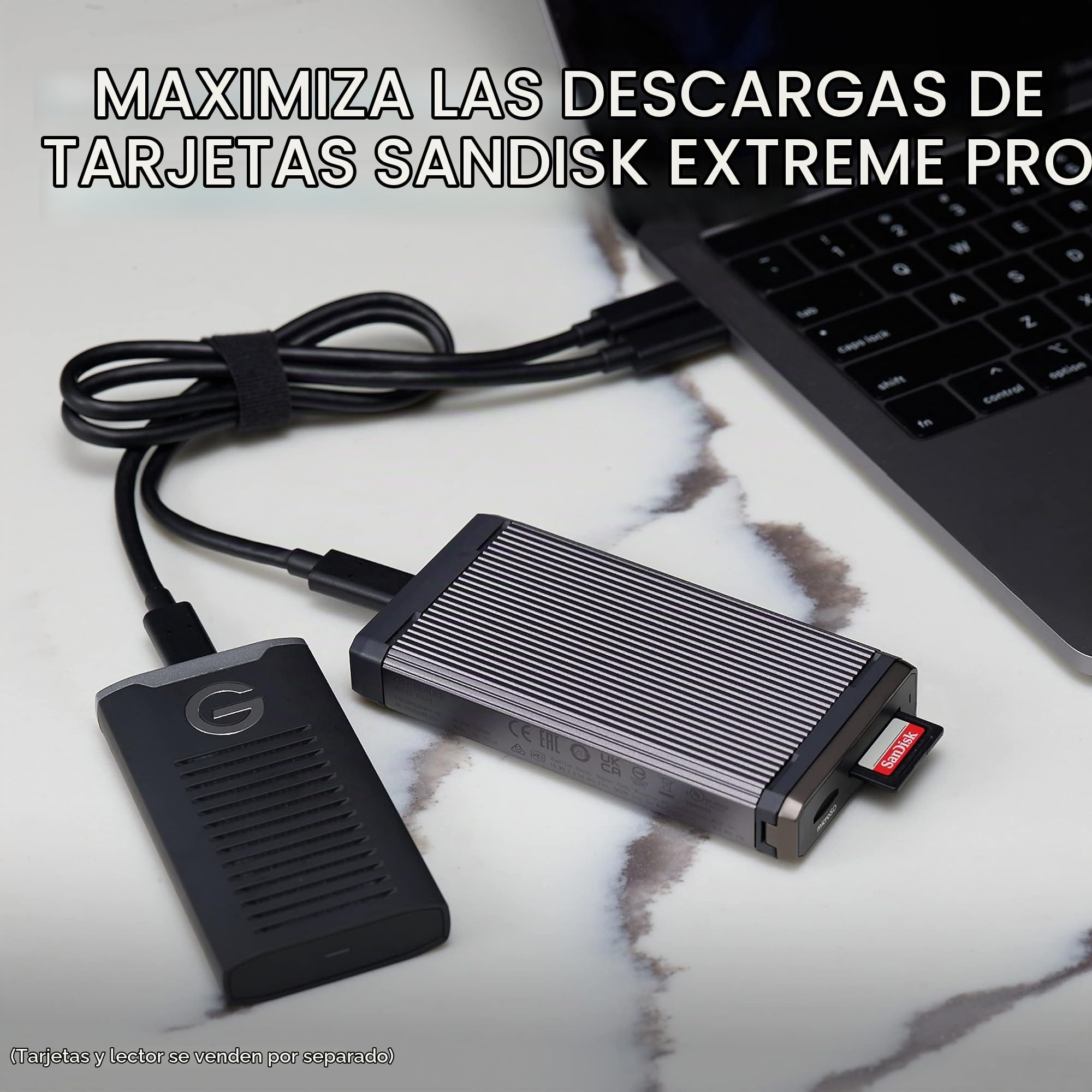SanDisk Professional Pro-Reader SD y microSD - Lector de Tarjetas de Alto Rendimiento para Tarjetas SD y MicroSD, USB 3.2 Gen 1 - SDPR5A8-0000-GBAND