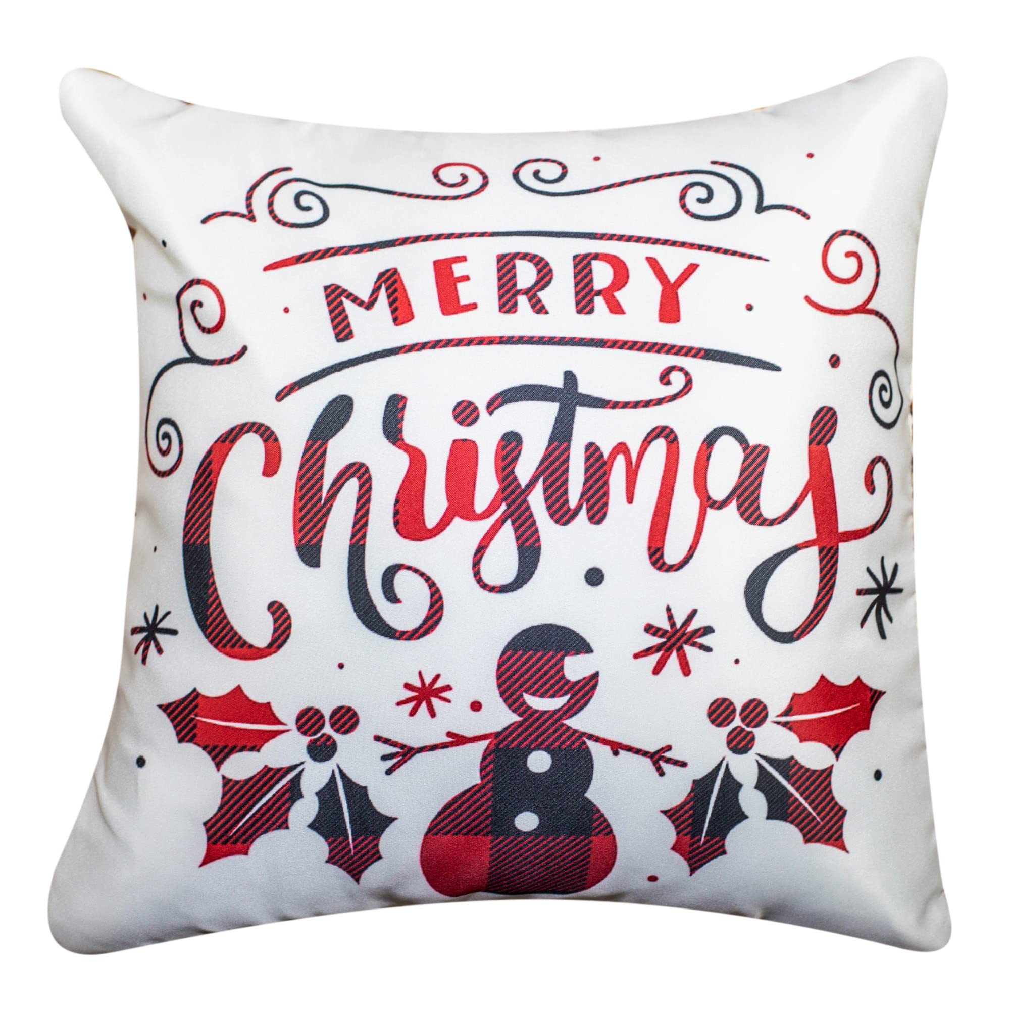 Vendola Decorative Merry Christmas 12 Inch x 12 Inch Cushion Covers Set of 5, Satin Cushion Cover for Sofa, Christmas Home Decor, White and Red Colour, Deer, Reindeer, Deer Print, (12X12 Inches) 4