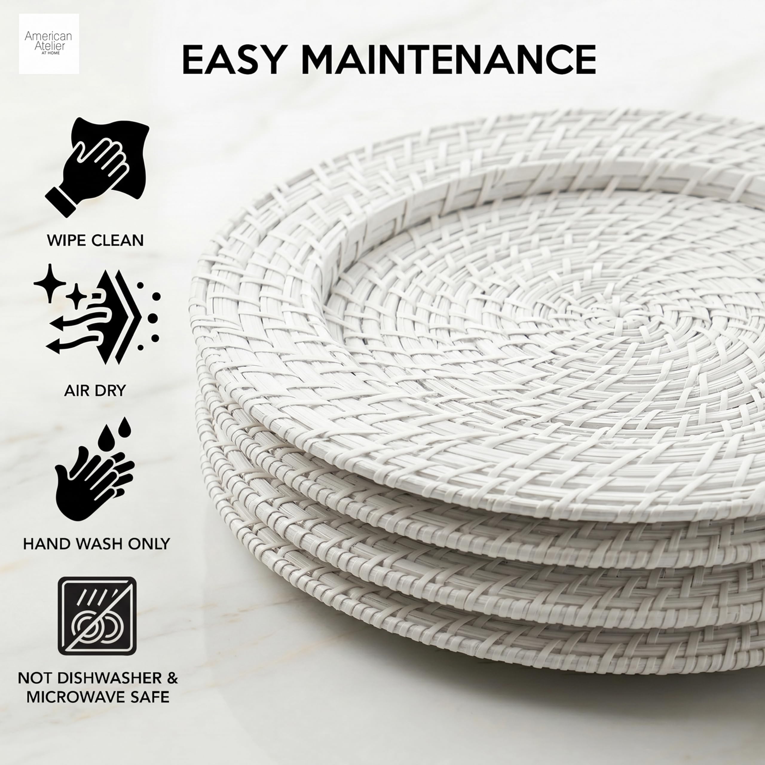 American Atelier Juego de 4 platos de carga grandes de 13 pulgadas para el hogar, platos de servicio decorativos profesionales perfectos para eventos de lujo, cenas, bodas, banquetes, catering