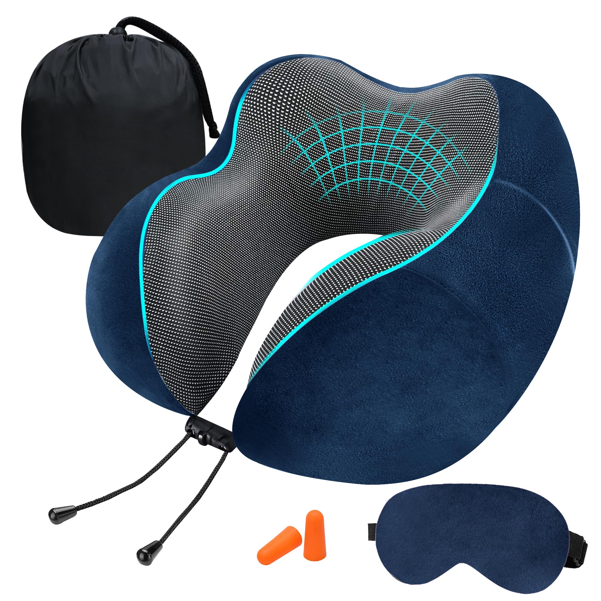 GREELI Premium Memory Foam Luxury Travel Neck Rest Pillow with Super Soft Removable Cover, Multipurpose Comfortable Travel Pillow for Men and Women (Navy Blue Combo)-image-34
