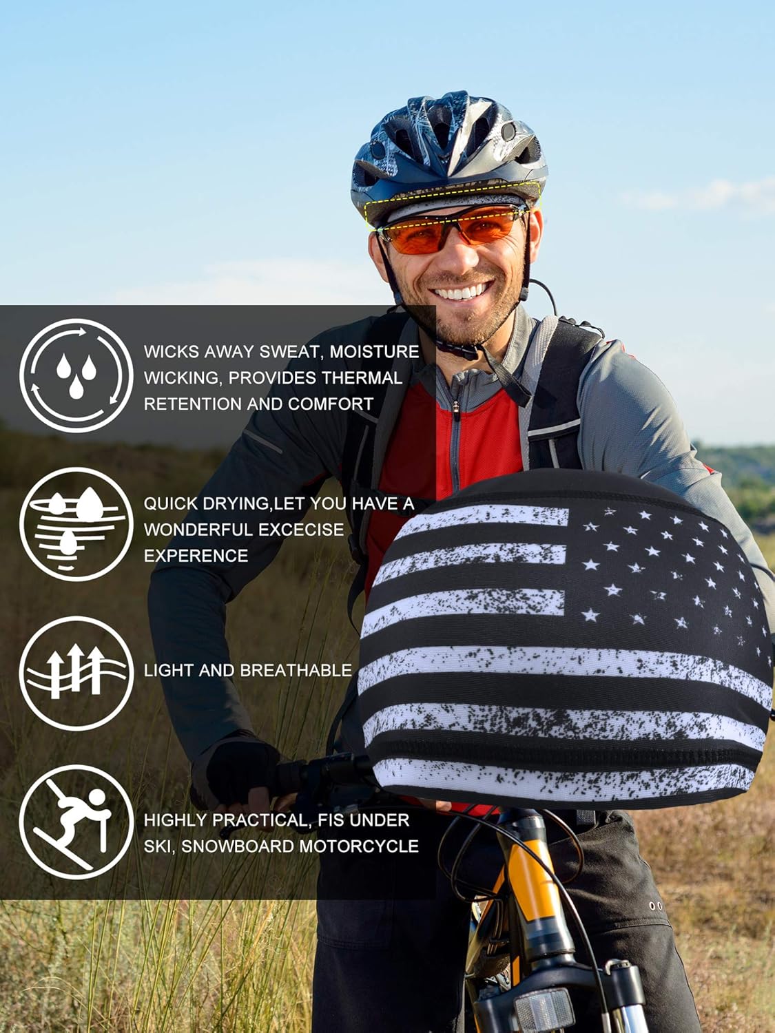 Geyoga 8 Pcs Skull Cap Cooling Cap Bulk Helmet Liner Sweat Wicking Running Beanie Head Wrap Cycling Bandana for Men Women