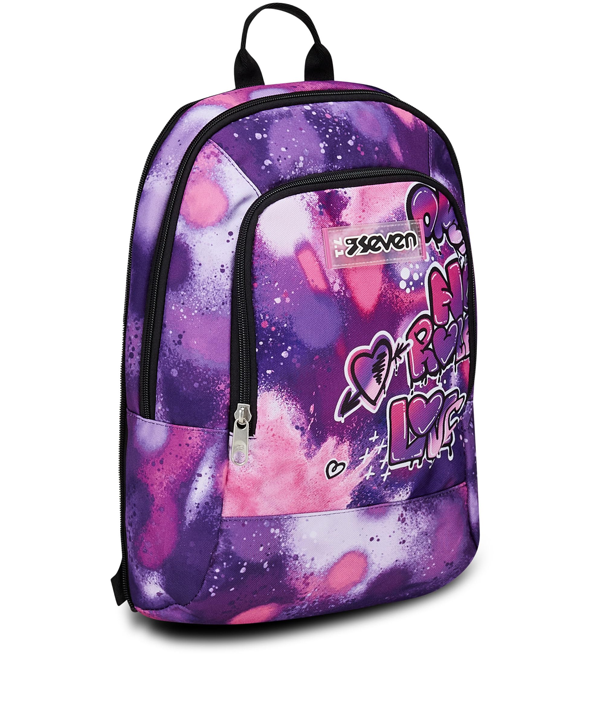Seven Trolley Scuola Jack Detach 3 Ruote, Viola Fucsia, Bubble Street, 3 in 1, Zaino Con Carrello Sganciabile, Tasca Amovibile Uso Zainetto e Crossover System, Zaino Scuola Viaggio, Bambina Ragazza