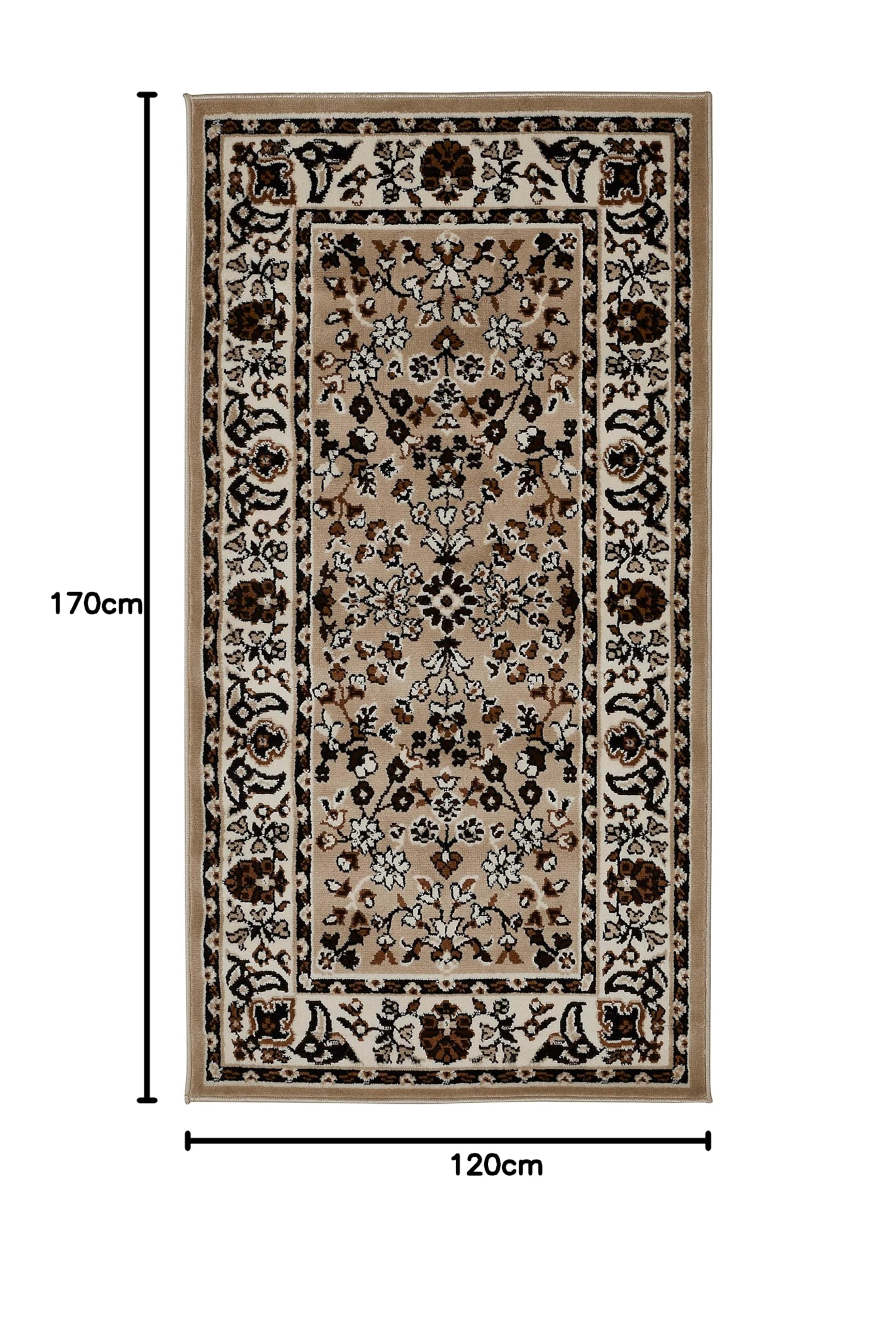 andiamo Teppich Oriental - Wohnzimmerteppich - orientalische Deko - Teppich Schlafzimmer pflegeleicht mit zeitlosem orientalischem Muster 120 x 170 cm Beige