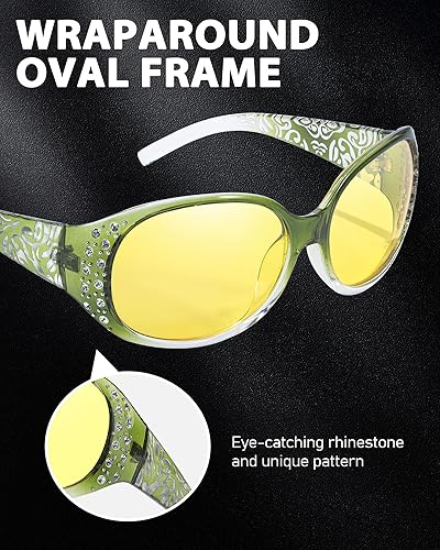 Miniatura 3 de IGnaef Gafas de conducción nocturna para mujer polarizadas amarillas visión nocturna gafas antirreflejos IF008