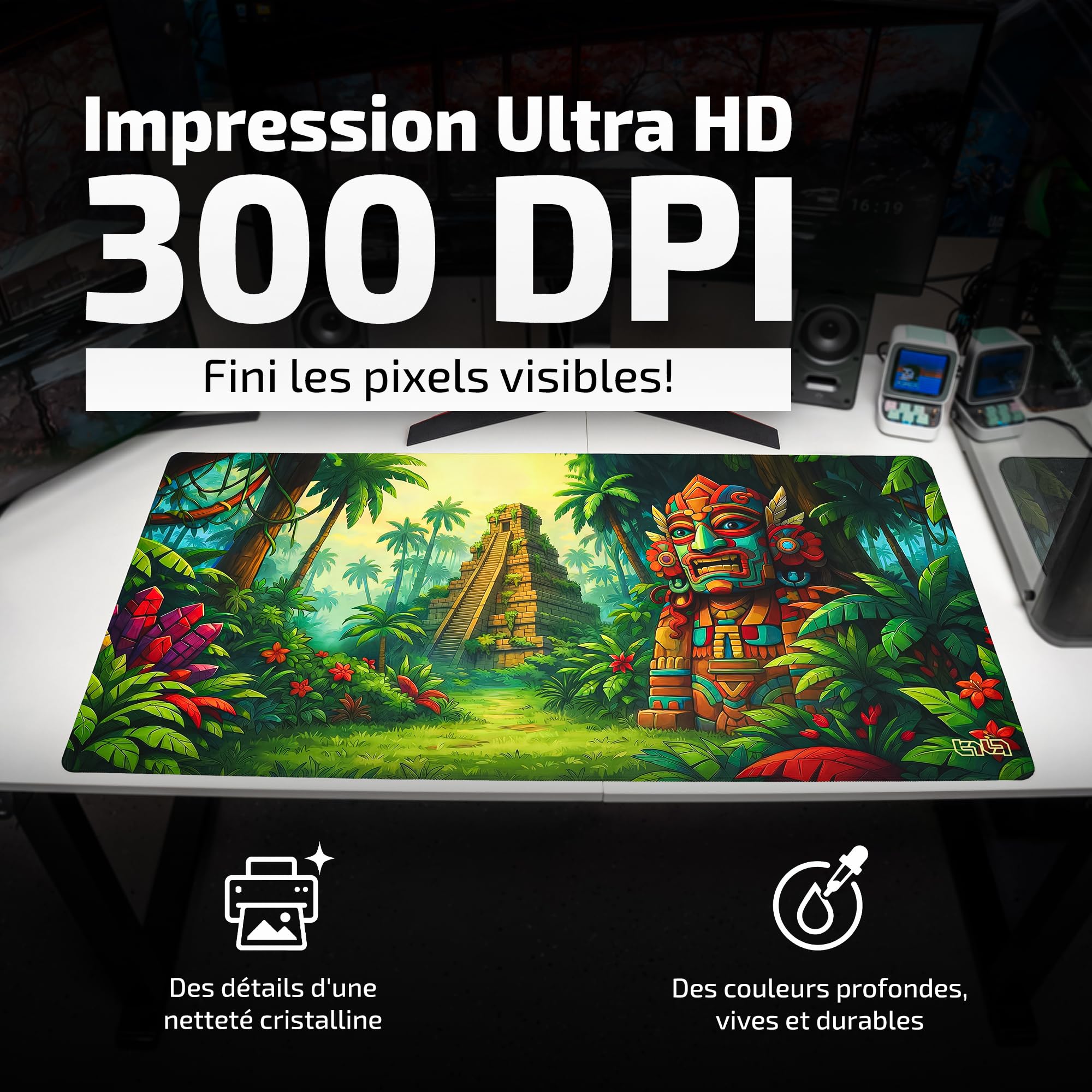 Tilt Grand Tapis de Souris Gamer XXL 100x50 cm | Tapis de Bureau Gaming Anti-Dérapant | Mouse Pad Imperméable pour PC et Accessoires Gaming | Tapis de Clavier (Aztec Echoes)