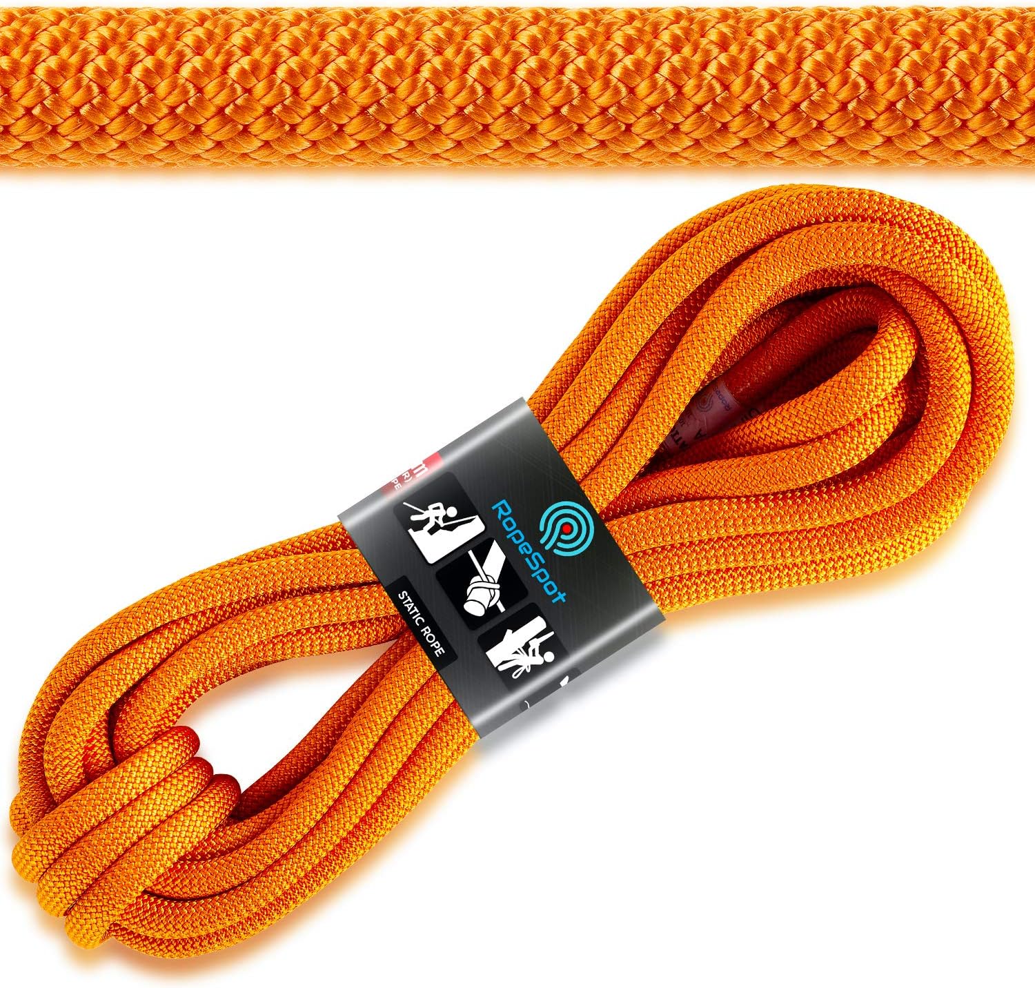 Powerful UIAA Static Rock Climbing Rope - High Strength Static Climbing Rope - Rock Mountaineering Climbing Gear - 10.5mm Rescue Rope - Heavy Duty Rope (Orange, 64) : Sports & Outdoors