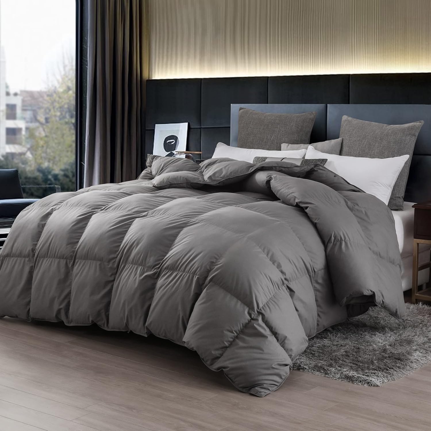Three Geese Gray Goose Down Feathers Comforter All Season