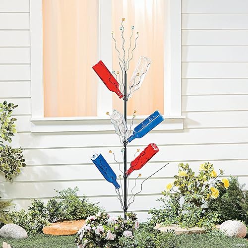 Miniatura 3 de Fun Express Escultura de jardín de árbol de botella de metal, soporte de exhibición de botellas de vino de 45 pulgadas de alto para decoraciones de