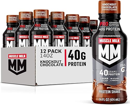 Miniatura 2 de Muscle Milk Pro Advanced Nutrition Batido de proteínas, chocolate eliminatorio, botella de 14 onzas líquidas, paquete de 12, 1.41oz de proteína,