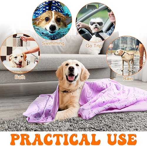 Miniatura 7 de Peryiter 8 toallas de secado para perros a granel de 55 x 28 pulgadas, toallas de baño absorbentes de microfibra para perros, toallas de baño de