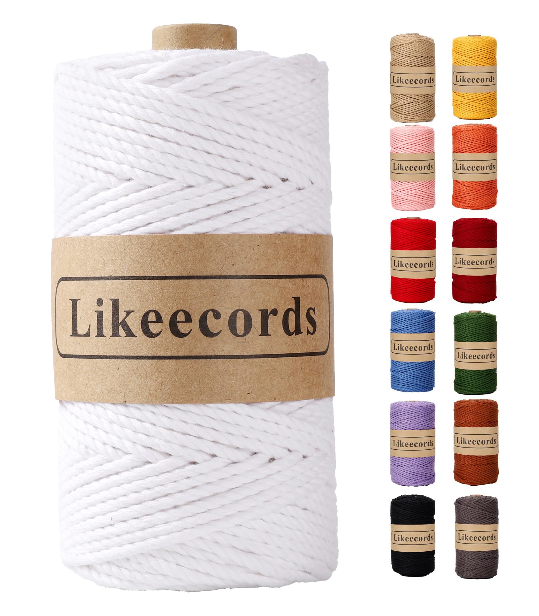 Cordon en coton pour macramé 3mm blanc suspension plantes et décoration de Noël bohème