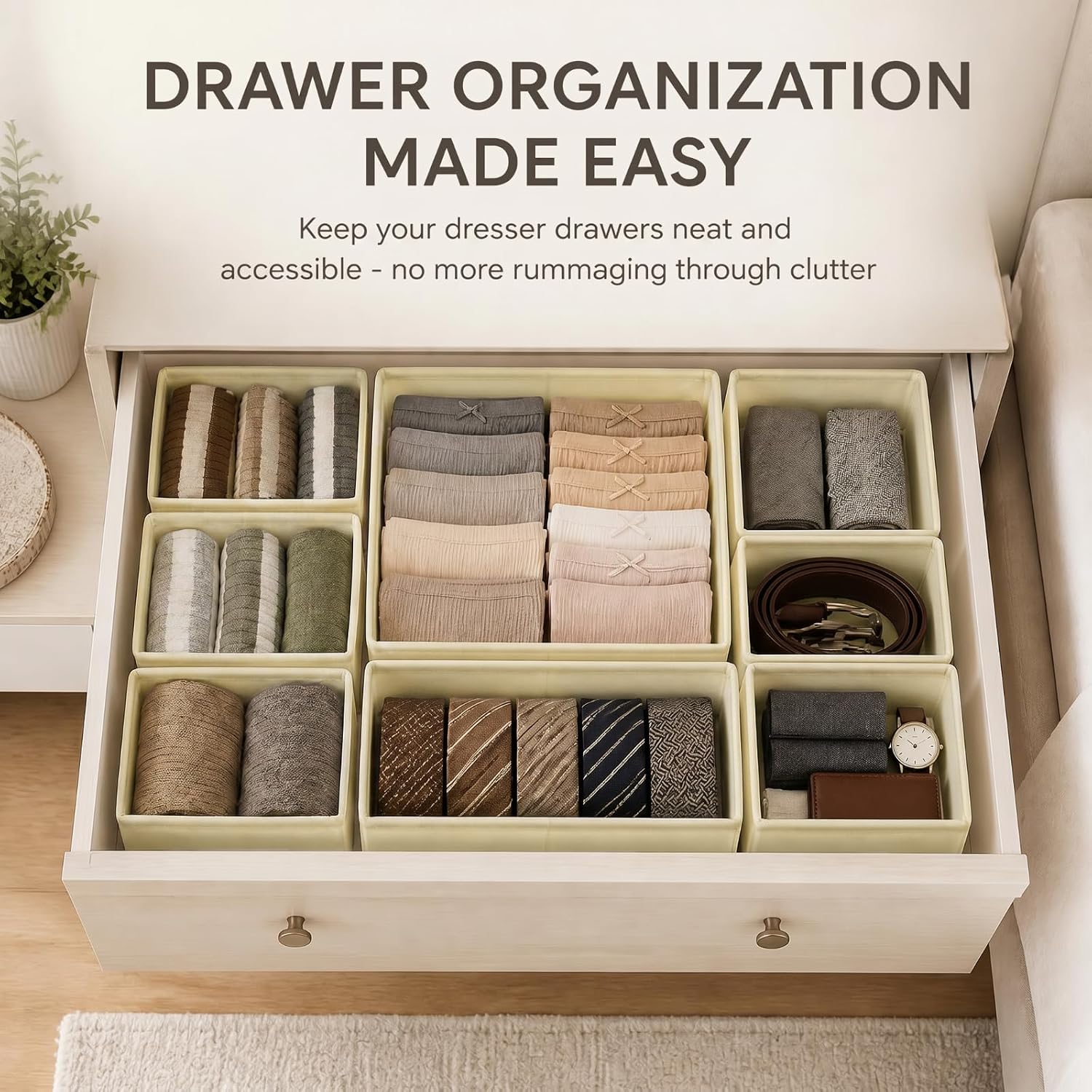 10 Pack Drawer Organizer Clothes - Foldable Dresser Drawer Organizers