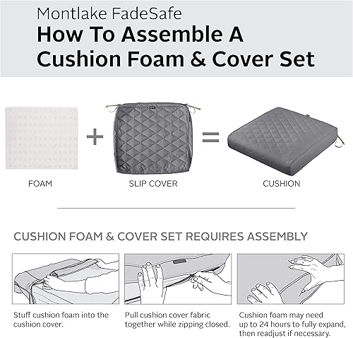 Miniatura 22 de Classic Accessories Montlake - Cojín de asiento acolchado cuadrado para exteriores, resistente al agua, 25 x 25 x 5 pulgadas, para muebles de patio