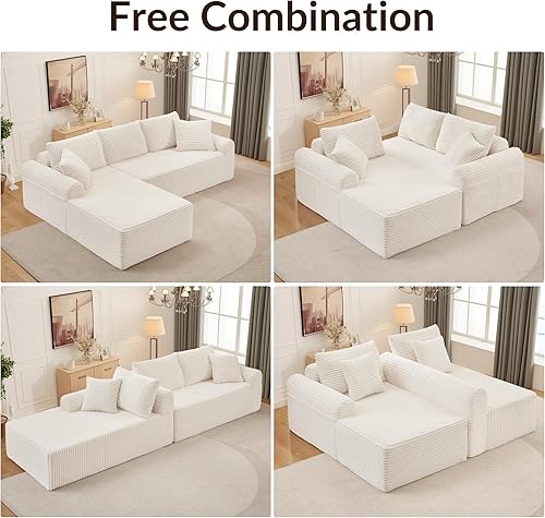 Miniatura 5 de Sofá modular modular de 103 pulgadas, sofás seccionales Cloud con asiento profundo, sofá deshuesado con diván, sofá tapizado en forma de L para sala