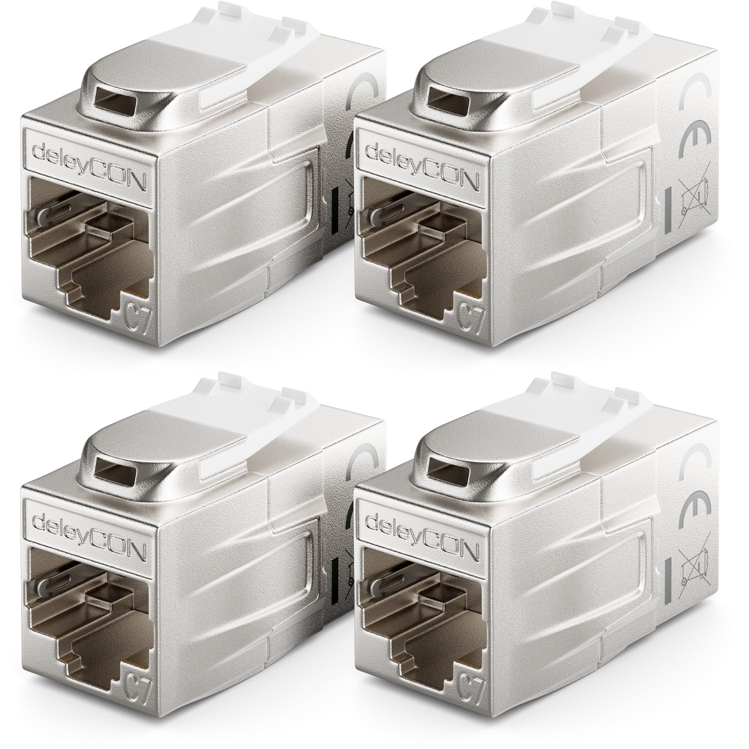 DeleyCON Moduli Keystone RJ45 CAT 8 - Set Da 4 Per Rete, 40 Gbps, Schermatura STP