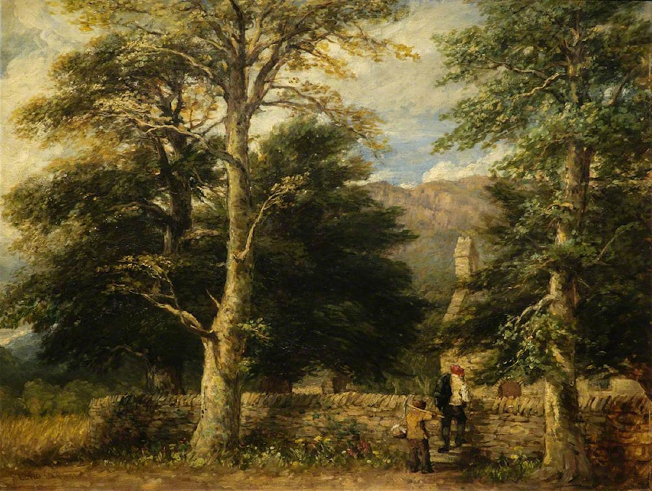 RZHRHJES Retro Picture Portrait Oil Painting Modern Wall Artwork the Church At Betws Y Coed Snowdonia by David Cox Canvas Poster for Office Decor 60x90cm