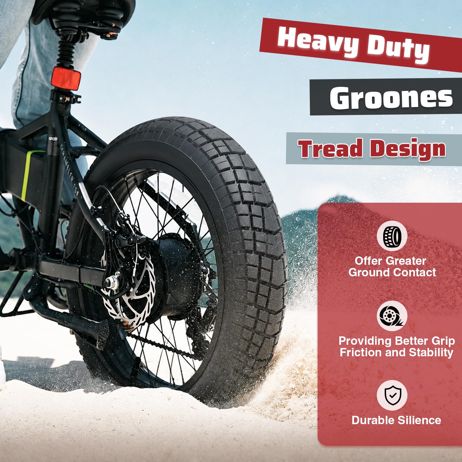 BALINGE 1 Pack with Tube 16 x 4.0 Fat Tire for Ebike, Mountain Bike, Tricycle, Ideal for Snow, Mud, Gravel Road, Heavy Duty Wear-Resistant All-Terrain Tire, Black, 1 Tires 1