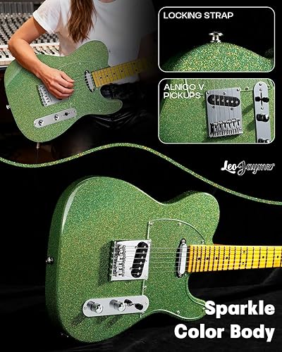 Miniatura 5 de Leo Jaymz ResonanceX Pro - Guitarra eléctrica en color brillante, cuerpo de caoba de alto brillo y cuello de arce duro, golpeador acrílico