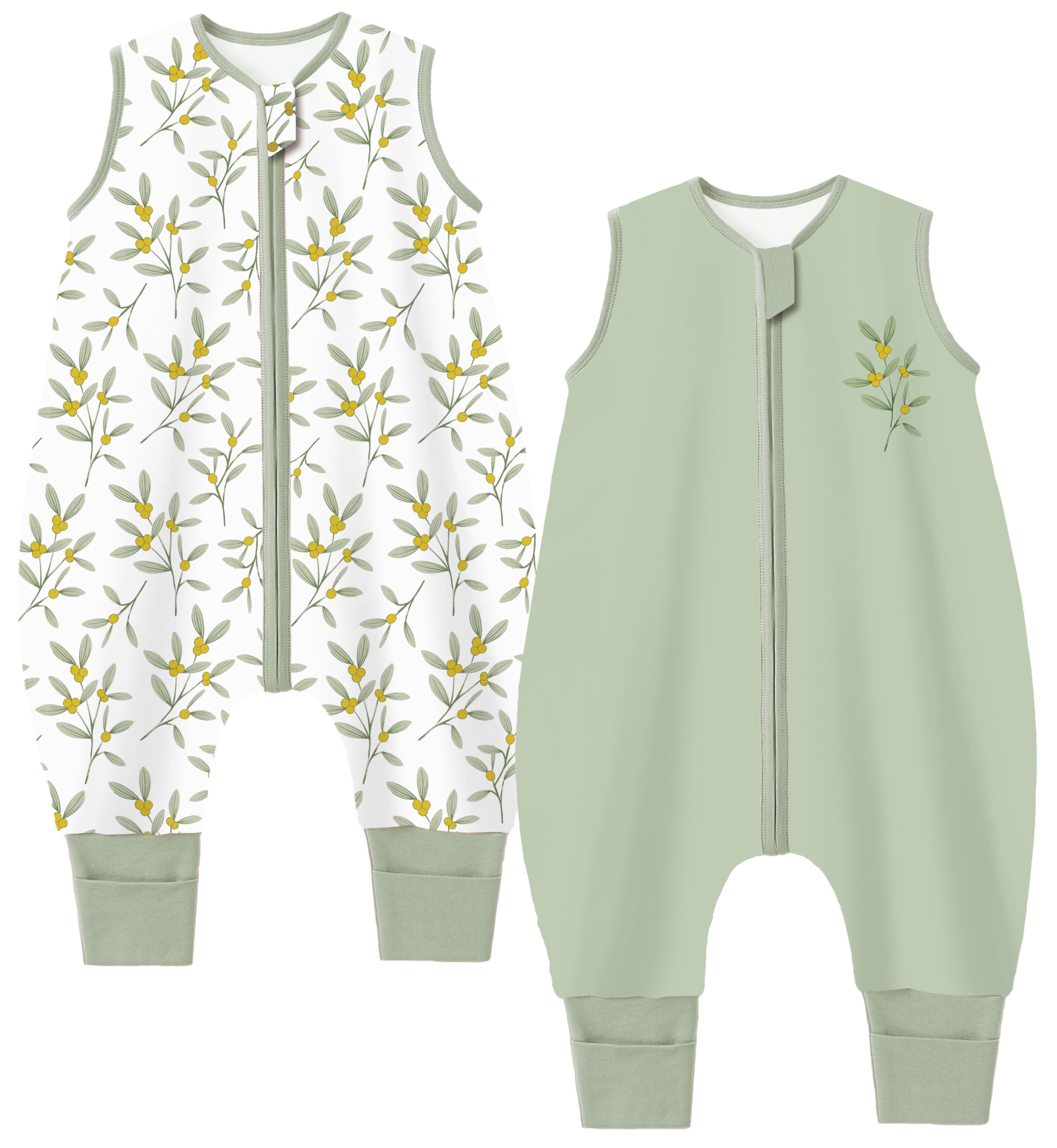 Chilsuessy Baby Schlafsack mit Füßen 2er Pack 1 Tog Kinder Sommer Schlafsack mit Beinen 100% Baumwolle Schlafstrampler für Jungen Mädchen