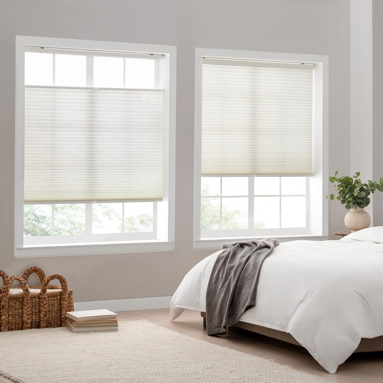 Eclipse Light-Filtering Top Down Bottom Up Cellular Shades - Cordless Window Covering for Home or Office, Energy-Saving Light Filtering Shades, Easy Lift System - Ivory, 30 W x 72 L Ivory 30"W x 72"H
