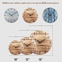 Vista 9 de Plumeet Small Wall Clock, 10'' Frameless Wooden Wall Clocks with Silent Quartz Movement, Rustic Coastal Country Village Clocks Decorative for Deep