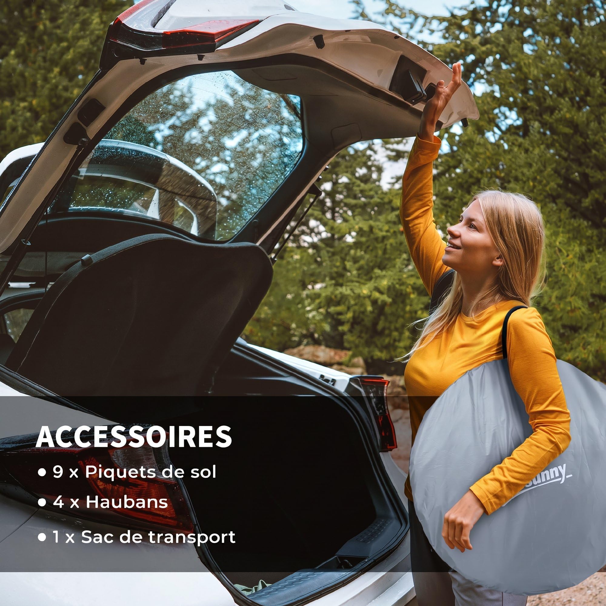 Outsunny Tente de Camping Pop up 2-3 Personnes légère ventilée avec Sac de Transport pour Le Camping, la pêche et la randonnée 245x148x105 cm