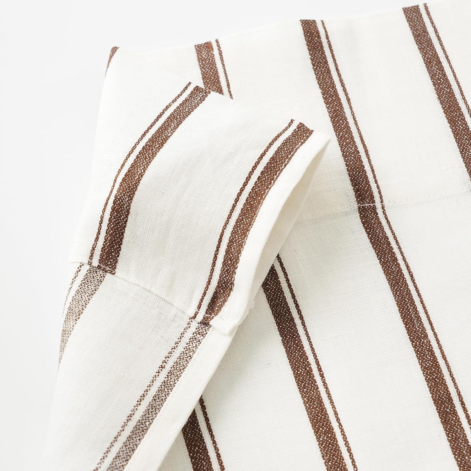100% Linen Striped Curtains for Living Room, 52 x 84 Inch Rod Pocket Window Curtain for Sliding Glass Door Bedroom Dining Room 1 Panel, Coffee