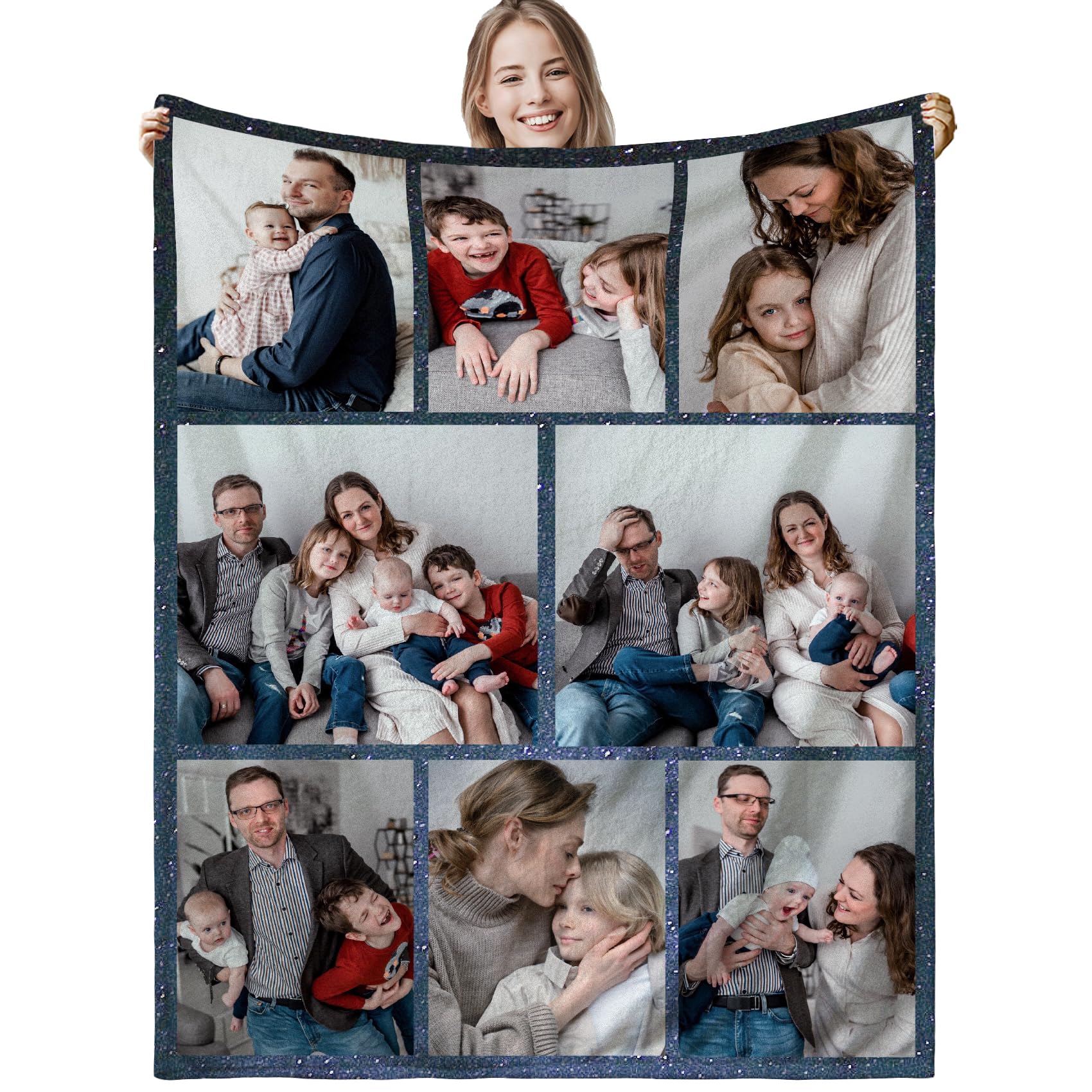 FROKIK Personalised Photo Blanket, Customised Photo for Adults Kids, Personalised Gifts for Blanket Mum, Dad, Boyfriend, Girlfriend