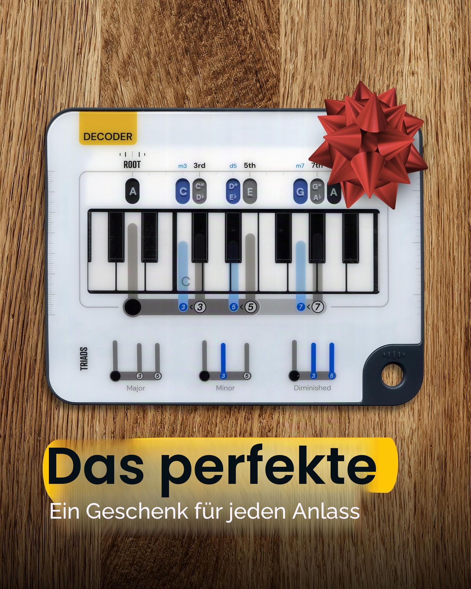 Noisy Clan Klavier Akkord Kompass - Schiebbarer Klavier Notenfinder & Keyboard Zubehör für Anfänger - Grundlegende Musiktheorie und Piano Akkorde Lernen - 1 Oktave Tool