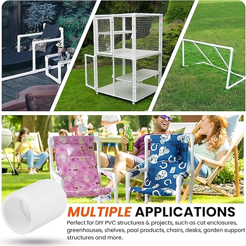 Miniatura 25 de SDTC Tech Paquete de 4 conectores de codo de tubo de grado de muebles de 3/4 pulgadas en T de 3/4 pulgadas para estantes de PVC, estructura de Tee 3